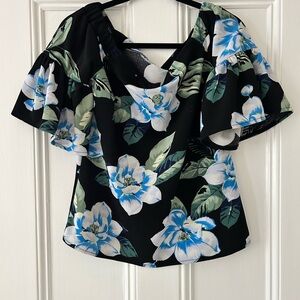 Banana Republic Black and Blue Floral Blouse